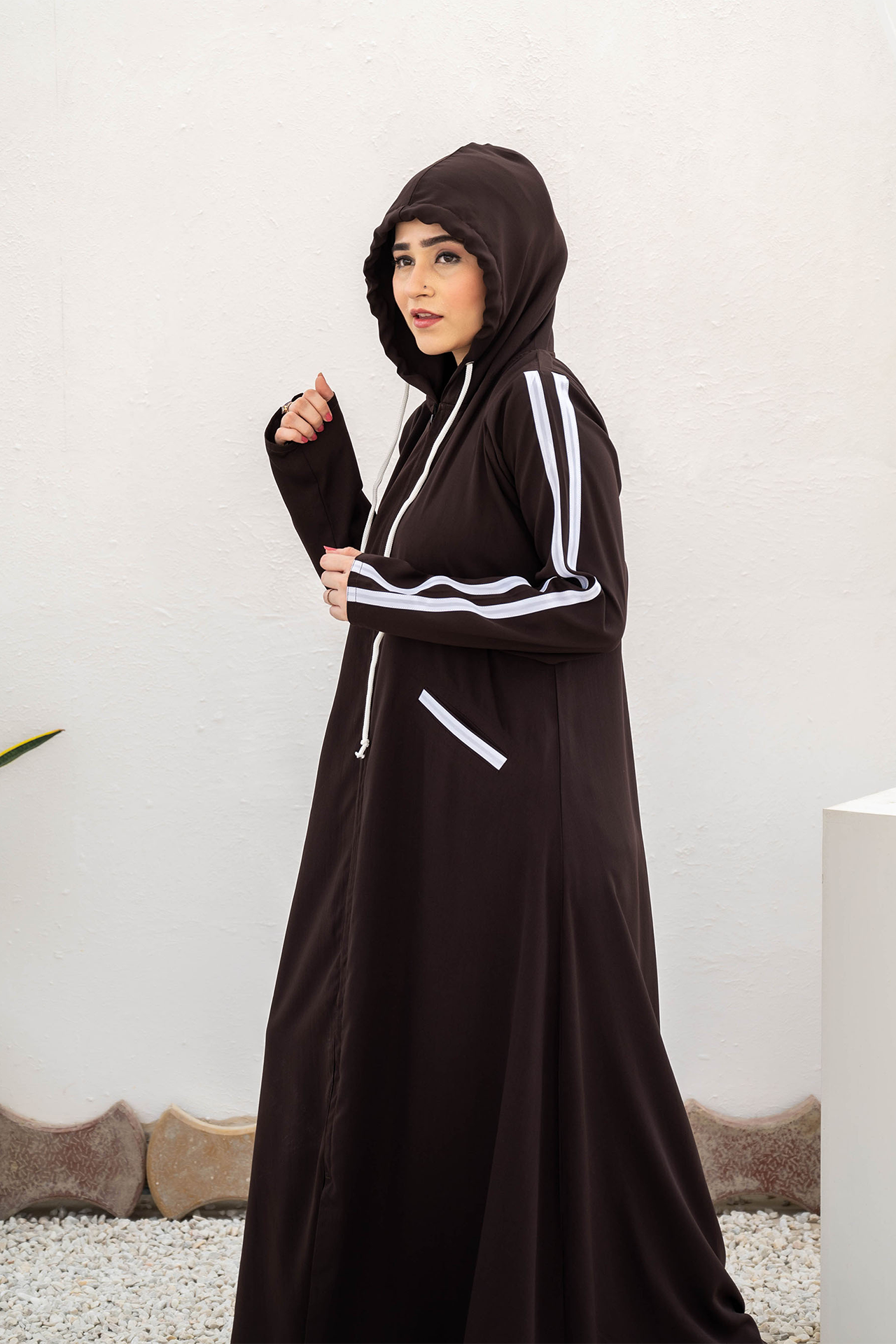 Modest Hoodie Abaya – Dark Choco
