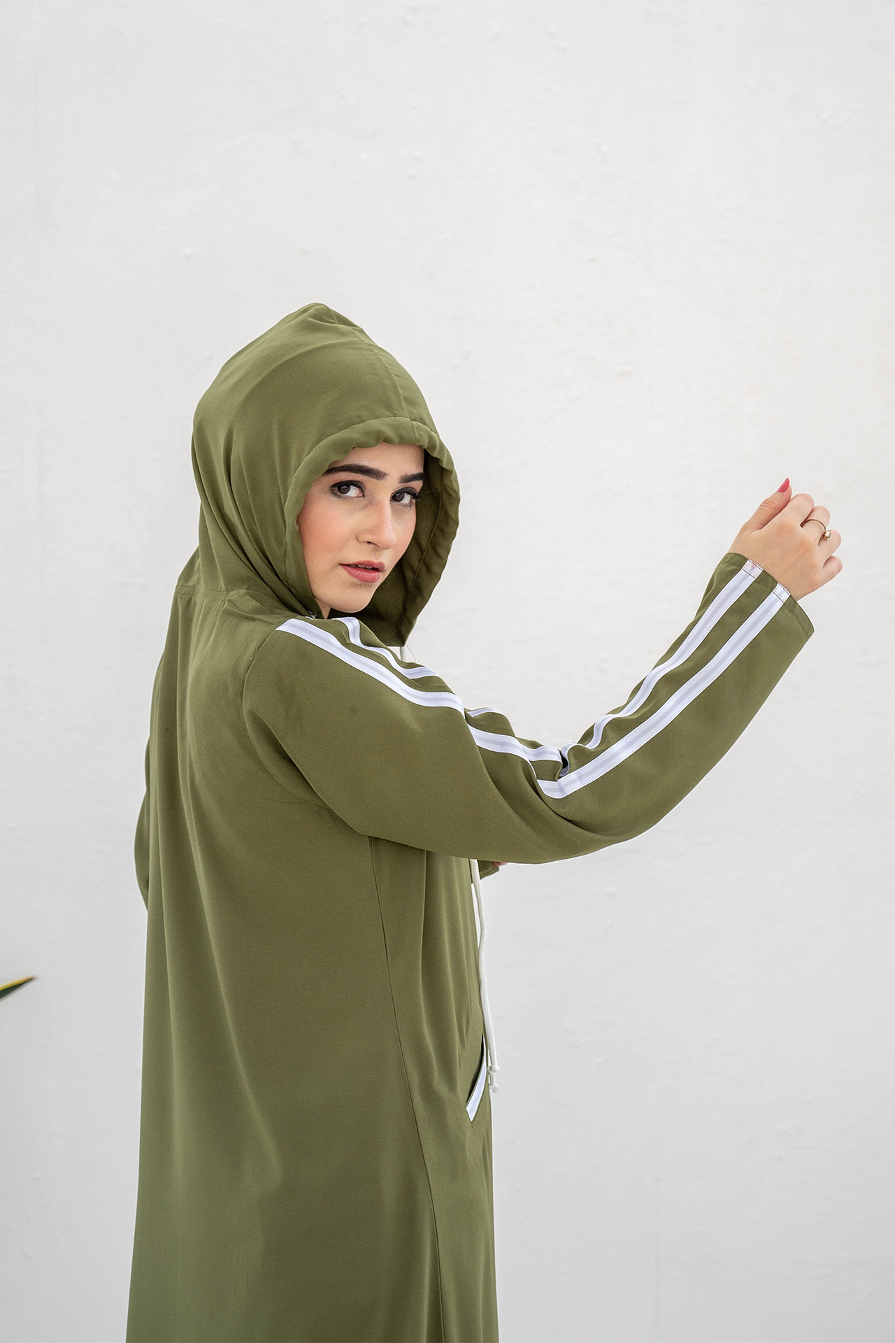 Modest Hoodie Abaya – Olive Green