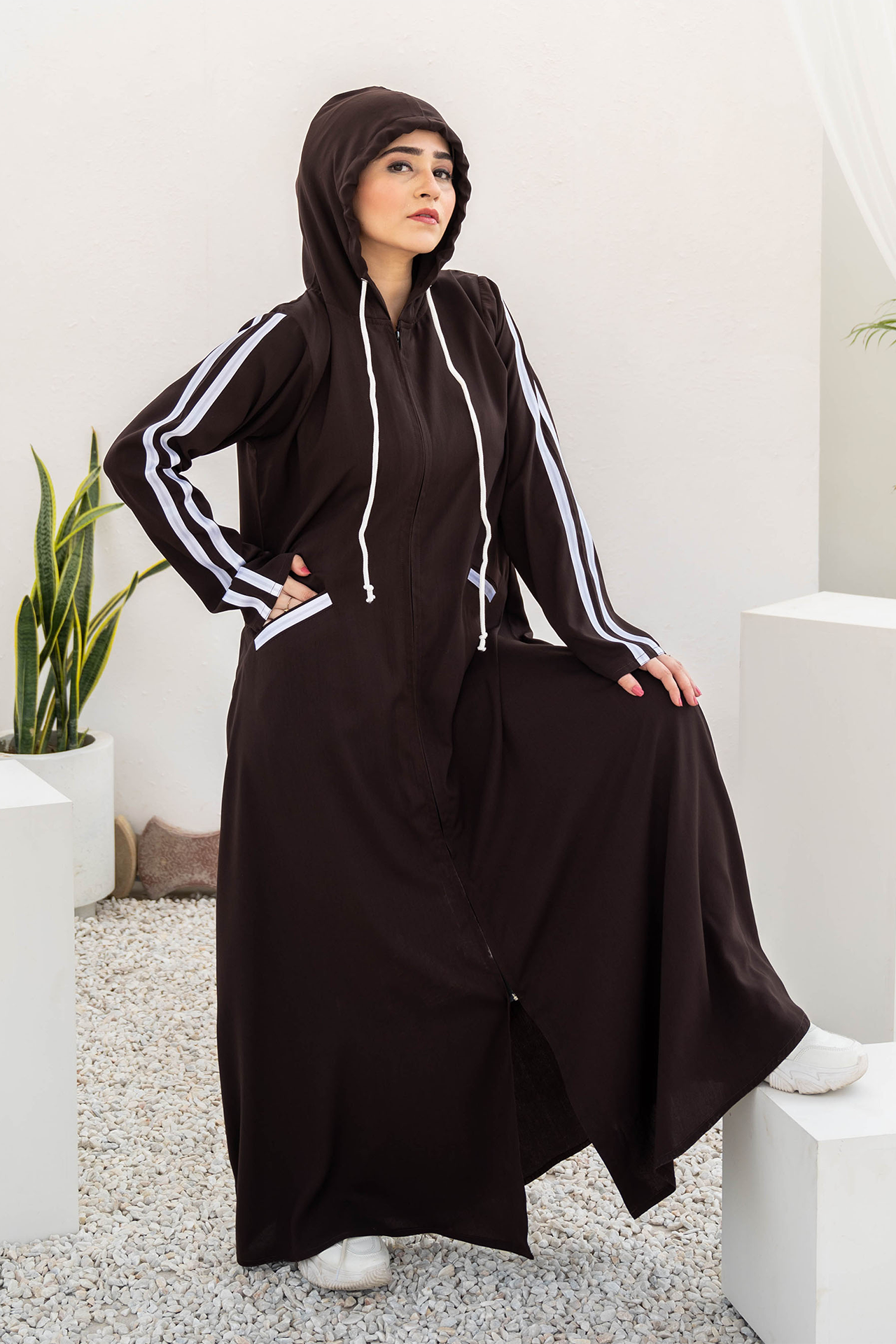 Modest Hoodie Abaya – Dark Choco