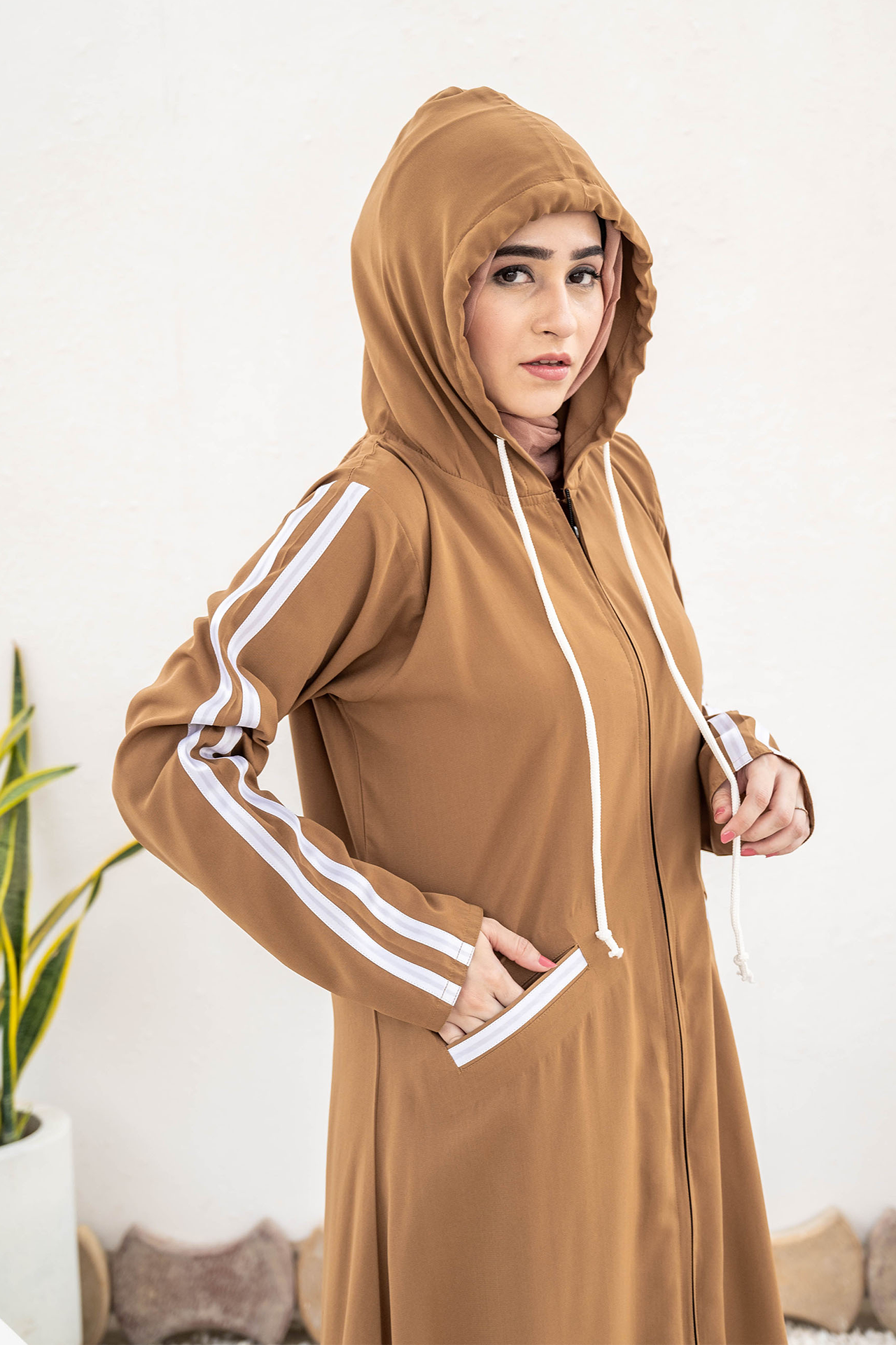 Modest Hoodie Abaya – Camel