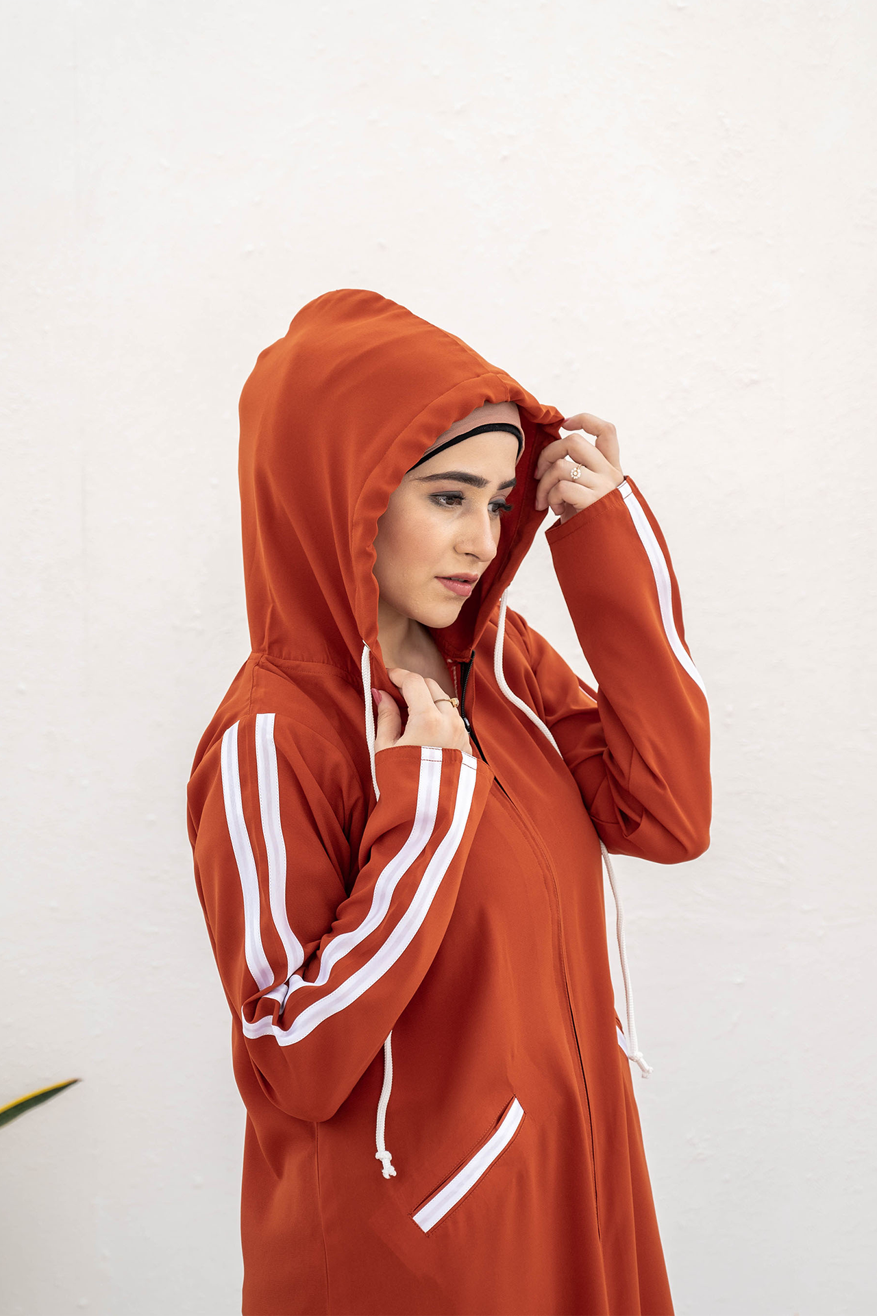 Modest Hoodie Abaya – Neon Orange