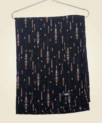 Classic Printed Staller - Black - Jalbaab