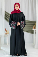 Zahra - Black Flower Embroidery Abaya