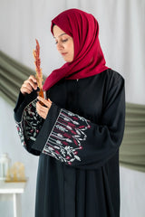 Zahra - Black Flower Embroidery Abaya