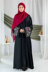Zahra - Black Flower Embroidery Abaya
