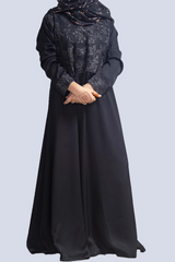 Embroidered Design Maxi Abaya - Black
