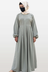 Fine Platted Chest Maxi Abaya - Grey