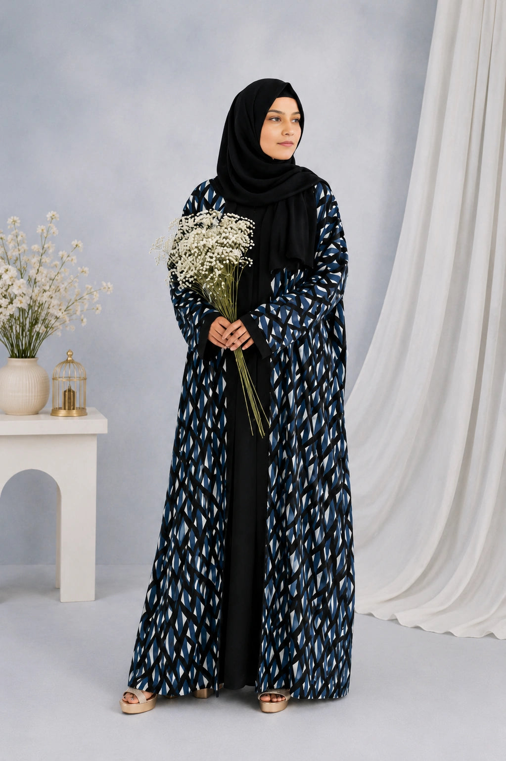Bahaar - Double Panel Black Maxi Abaya