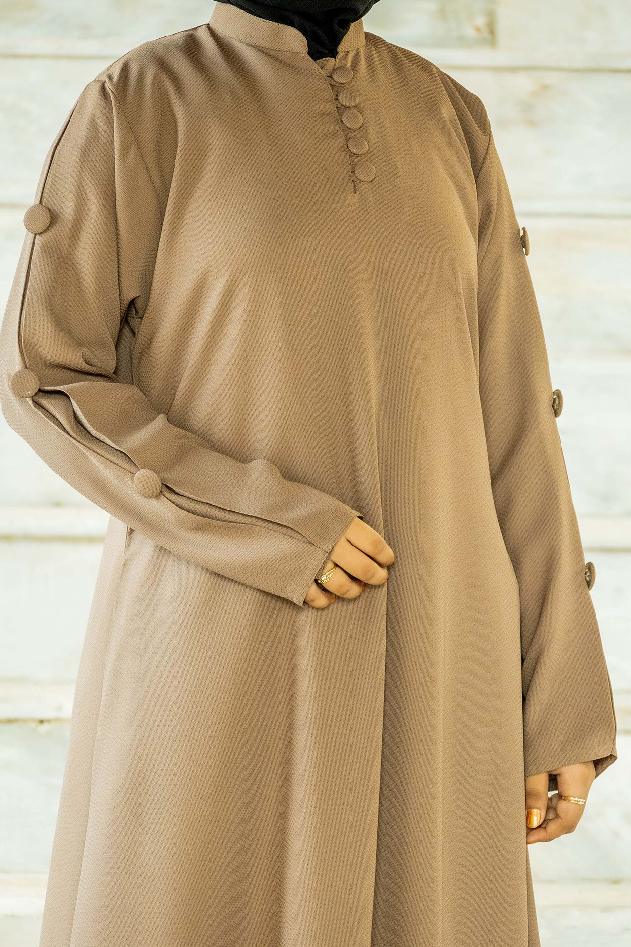 Self Designed Maxi Abaya - Khaaki Fawn