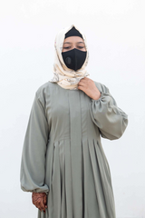 Fine Platted Chest Maxi Abaya - Grey