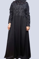 Embroidered Design Maxi Abaya - Black