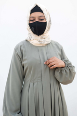 Fine Platted Chest Maxi Abaya - Grey