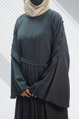 Platted Maxi With Long Sleeves- Dark Grey